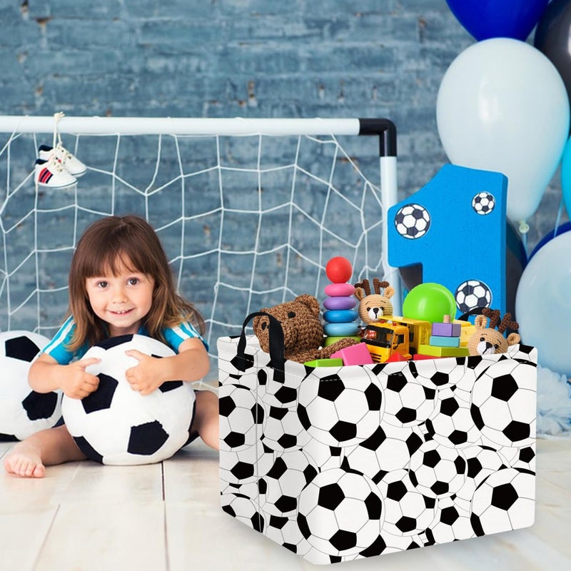FXOCSHE FXOLCSHE Rectangular Easter Soccer Basket,Sports Boys box,Collapsible waterproof college dorm laundry basket,Baby Nursery Hamper,Boys Soccer Room Decor(Big football) - Image 2